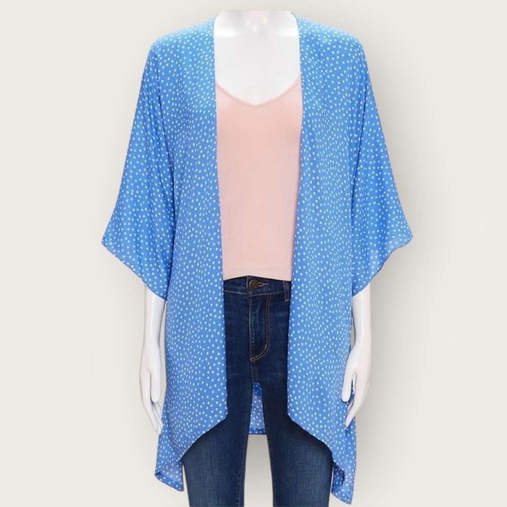 Loft blue polka dot kimono Blue and White One Size